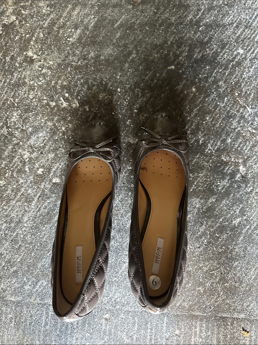 Geox Quilted Ballet Flats in Metallic Brown